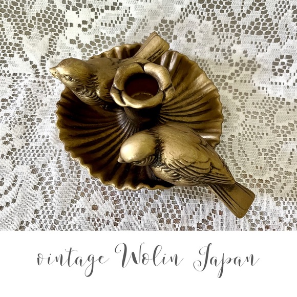Vintage Accents Vintage Wolin Japan Birds Ceramic Candle Holder